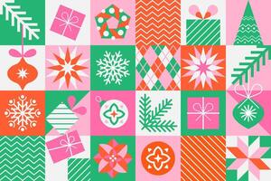 Christmas and New Year icons set. Collection of abstract design elements. Winter holiday season. Trendy design in flat minimalist style. vector