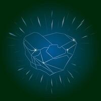 Shining Natural Rough Light Blue Diamond. lineart illustration of uncut blue diamond with unique hue that ranges from soft pastel to rich. vector