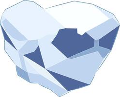Natural Rough Diamond. illustration of uncut blue diamond Surface of the gemstone is uneven, with rough edges remaining from mining. vector