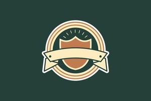 Retro Shield Logo Template, Vintage Style with Banner for Customizable Text, Classic Illustration vector