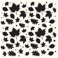 Autumn leaves falling silhouettes with background cream vector
