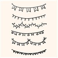 Festive garland painted With illustration style doodle and line art vector