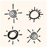 Sun doodle With illustration style doodle and line art vector