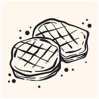Barbecue grill With illustration style doodle and line art vector