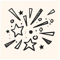 Firework With illustration style doodle and line art vector