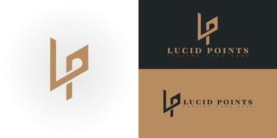 Modern initial letter LP or PL logo in gold color isolated on multiple background colors. The logo is suitable for art and design service logo design inspiration templates. vector