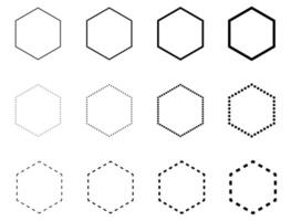 Hexagon icon. Dashed and dotted line hexagon icon flat style illustration. vector