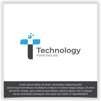 Digital Technology Innovation Letter T Logo Pixel Modern Simple Logo Design vector