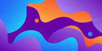 Modern dynamic geometric purple, blue and orange wave textured background design in 3D style with bright colors. EPS10 vector