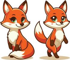 Two foxes playing together vector