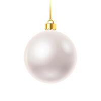 Blank glossy Christmas bauble realistic illustration object. New year celebration sphere decor 3d object image on white background vector