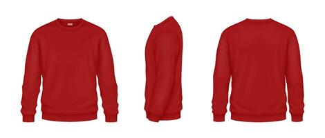 Modern sweatshirts of terracotta color mockup illustrations set. Warm clothing for cool autumn template 3d model on white background vector