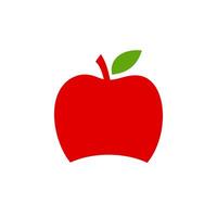 simple apple red with green leaf vector