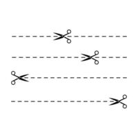 Shadow of scissors slicing through dotted lines vector