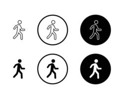 Walk icon set. Person walking filled and outlined icon set. vector