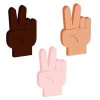 set of isometric hands with two fingers up in peace or victory symbol vector