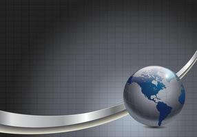Metallic Globe with Curved Band on Grid Background vector