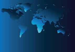 Blue World Map Silhouette with Gradient Background vector
