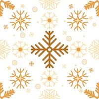 Golden Snowflakes and ornamented bauble Seamless Pattern for Christmas and New Year, texture clothing scarf decoration vector