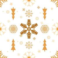 Seamless Pattern Golden Snowflakes and ornamented bauble for Christmas and New Year, texture clothing scarf decoration vector