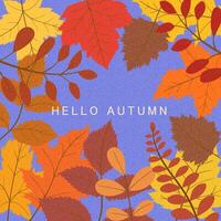 Hello autumn background, with abstract autumn leaves, templates for placards, banners, flyers, presentations, reports, sales, header, cover, social media, fashion ads, decor. vector