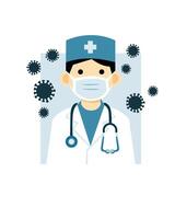 doctor with masking flat design vector