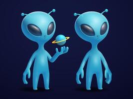 Cute Alien character, 3d. Suitable for science fiction, technology and education vector