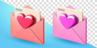 Mail envelope with heart symbol, 3d. Suitable for events and design elements vector