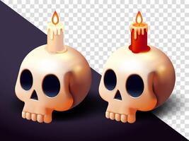 Candle on top of skull, 3d. Suitable for design elements and Halloween vector