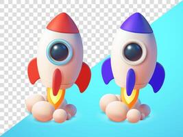 Flying rocket, 3d. Suitable for science, technology and education vector