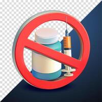 No drugs, 3d. Suitable for design and health elements vector