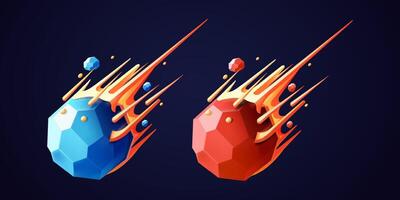 Meteor rock falling, 3d . Suitable for astronomy and design elements vector
