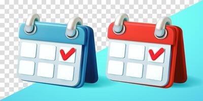 Calendar with check marks, 3d. Suitable for design element vector