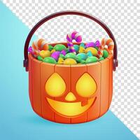 Halloween candy bucket, 3D element vector