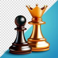 Golden king and chess pawn, 3d. Suitable for business, games and design elements vector