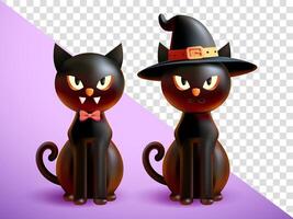 Cute black cat vampire and witch, 3d. Suitable for design elements and Halloween vector