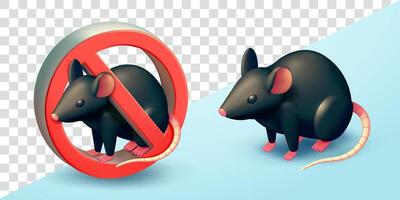 No Rat, 3d. Suitable for design elements and attention vector
