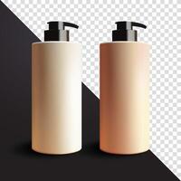 Tall bottles of soap, lotion and shampoo, 3d. Suitable for cosmetics and advertising vector