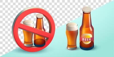 No Beer alcohol, 3d. Suitable for design elements and attention vector