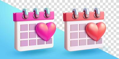 Calendar with heart symbol, 3d. Suitable for events and design elements vector