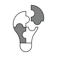 Light bulb made of puzzle pieces as idea concept. Flat style illustration. Isolated. vector