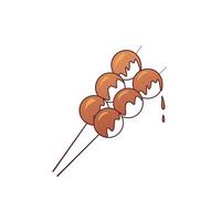 illustration of mitarashi dango with melted sauce vector