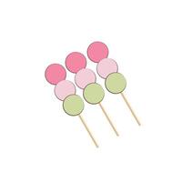 illustration of dango cake with three color flavors vector