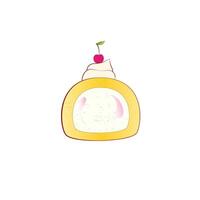 illustration of cake slice with cream filling vector