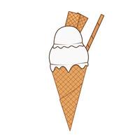 illustration of vanilla flavored ice cream cone with biscuit and wafer roll vector