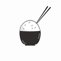 illustration of a bowl full of rice with chopsticks vector