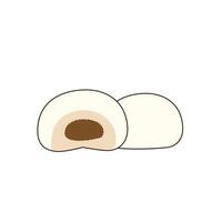 illustration of mochi cake with red bean jam filling vector
