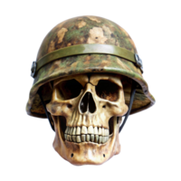 A skull wearing a helmet with a camo pattern png
