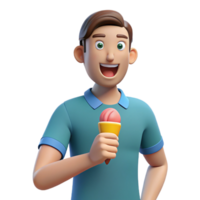 A man holding an ice cream cone png