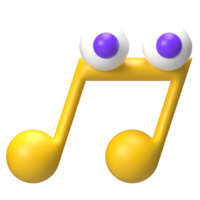 amarelo musical Nota com desenho animado olho 3d elemento png